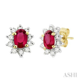 OVAL SHAPE GEMSTONE & DIAMOND EARRINGS