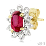 OVAL SHAPE GEMSTONE & DIAMOND EARRINGS
