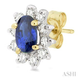 OVAL SHAPE GEMSTONE & DIAMOND EARRINGS