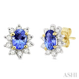 OVAL SHAPE GEMSTONE & DIAMOND EARRINGS