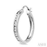CHANNEL SET DIAMOND HOOP EARRINGS