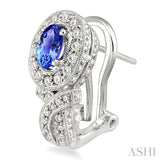 OVAL SHAPE GEMSTONE & DIAMOND EARRINGS