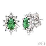 OVAL SHAPE GEMSTONE & DIAMOND EARRINGS