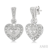SILVER HEART SHAPE DIAMOND EARRINGS
