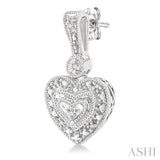 SILVER HEART SHAPE DIAMOND EARRINGS