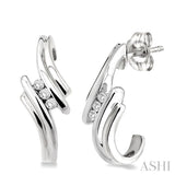 SILVER CHANNEL SET DIAMOND EARRINGS