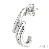 SILVER CHANNEL SET DIAMOND EARRINGS