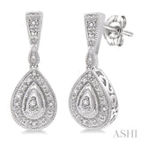 PEAR SHAPE SILVER DIAMOND EARRINGS