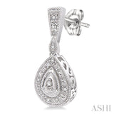 PEAR SHAPE SILVER DIAMOND EARRINGS