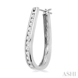 CHANNEL SET DIAMOND HOOP EARRINGS