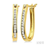 CHANNEL SET DIAMOND HOOP EARRINGS