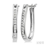 CHANNEL SET DIAMOND HOOP EARRINGS