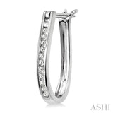 CHANNEL SET DIAMOND HOOP EARRINGS