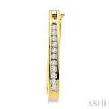 CHANNEL SET DIAMOND HOOP EARRINGS
