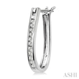 CHANNEL SET DIAMOND HOOP EARRINGS