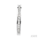 CHANNEL SET DIAMOND HOOP EARRINGS