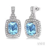 SILVER GEMSTONE & DIAMOND EARRINGS