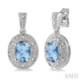 OVAL SHAPE SILVER GEMSTONE & DIAMOND EARRINGS