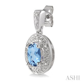 OVAL SHAPE SILVER GEMSTONE & DIAMOND EARRINGS