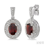 OVAL SHAPE SILVER GEMSTONE & DIAMOND EARRINGS