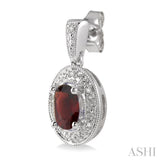 OVAL SHAPE SILVER GEMSTONE & DIAMOND EARRINGS