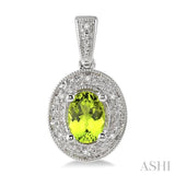 OVAL SHAPE SILVER GEMSTONE & DIAMOND EARRINGS