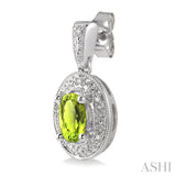 OVAL SHAPE SILVER GEMSTONE & DIAMOND EARRINGS