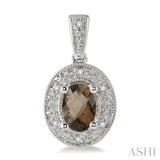 OVAL SHAPE SILVER GEMSTONE & DIAMOND EARRINGS
