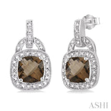 SILVER GEMSTONE & DIAMOND EARRINGS