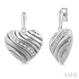 SILVER HEART SHAPE DIAMOND EARRINGS
