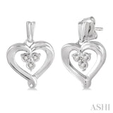 SILVER HEART SHAPE DIAMOND EARRINGS