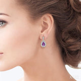 PEAR SHAPE SILVER GEMSTONE & DIAMOND EARRINGS