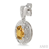 OVAL SHAPE SILVER GEMSTONE & DIAMOND EARRINGS