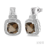 SILVER GEMSTONE & DIAMOND EARRINGS