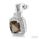 SILVER GEMSTONE & DIAMOND EARRINGS
