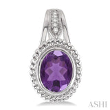 OVAL SHAPE SILVER GEMSTONE & DIAMOND EARRINGS
