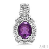 OVAL SHAPE SILVER GEMSTONE & DIAMOND EARRINGS