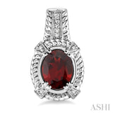 OVAL SHAPE SILVER GEMSTONE & DIAMOND EARRINGS