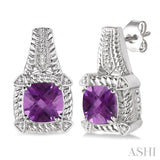 SILVER GEMSTONE & DIAMOND EARRINGS