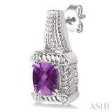 SILVER GEMSTONE & DIAMOND EARRINGS