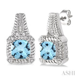 SILVER GEMSTONE & DIAMOND EARRINGS