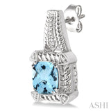 SILVER GEMSTONE & DIAMOND EARRINGS