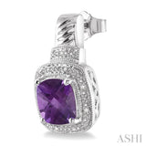SILVER GEMSTONE & DIAMOND EARRINGS