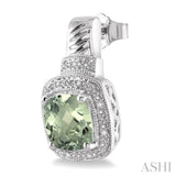 SILVER GEMSTONE & DIAMOND EARRINGS