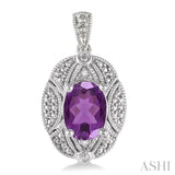 OVAL SHAPE SILVER GEMSTONE & DIAMOND EARRINGS
