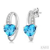 HEART SHAPE SILVER DIAMOND & GEMSTONE EARRINGS
