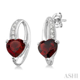 HEART SHAPE SILVER DIAMOND & GEMSTONE EARRINGS