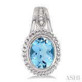 OVAL SHAPE SILVER GEMSTONE & DIAMOND EARRINGS