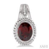 OVAL SHAPE SILVER GEMSTONE & DIAMOND EARRINGS