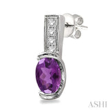OVAL SHAPE SILVER GEMSTONE & DIAMOND EARRINGS